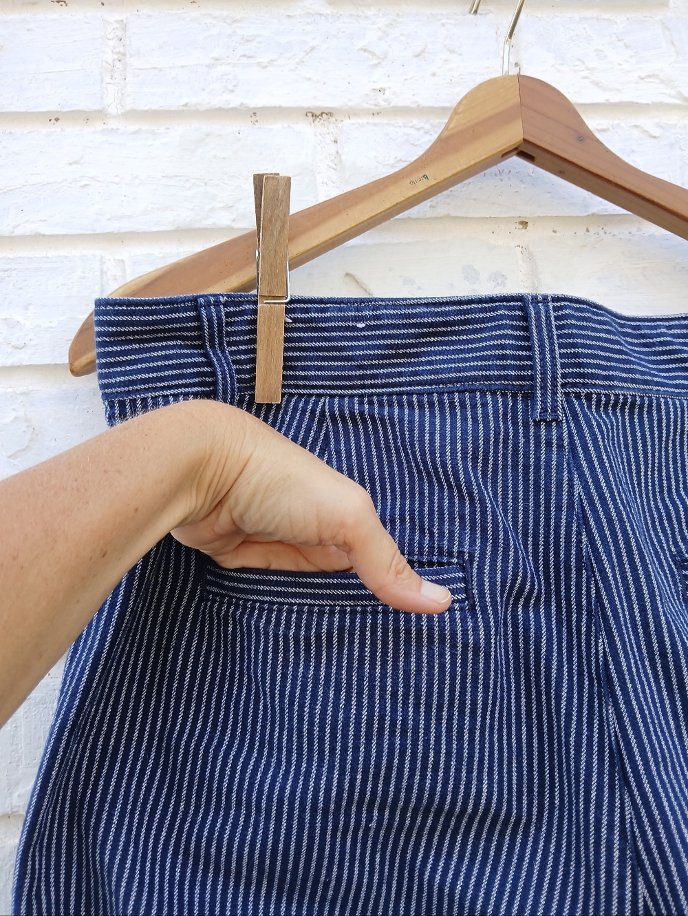 Loft Palmer Pinstripe Wide Leg Pants Navy Size 10 - Picture 5 of 8